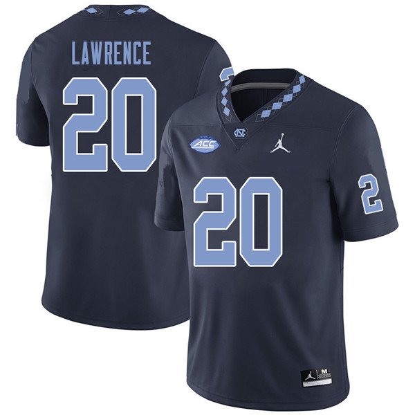 Jordan Brand Men #20 Amos Lawrence North Carolina Tar Heels College Football Jerseys Sale-Navy